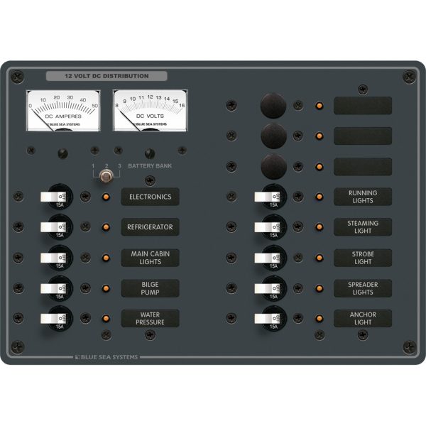 Blue Sea 8068 DC 13 Position Toggle Branch Circuit Breaker Panel - White Switches