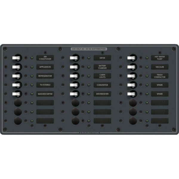 Blue Sea 8165 AV 24 Position 230v (European) Breaker Panel - White Switches