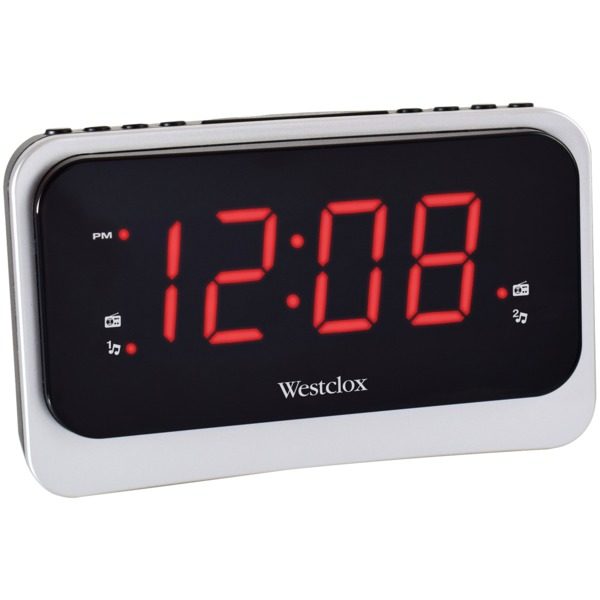 Westclox 80231NS 1.4-Inch Red LED Clock Radio with Nature Sounds and 1 Amp USB