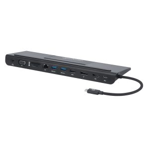 Manhattan 153478 USB-C 11-in-1 Triple-Monitor Docking Station with MST