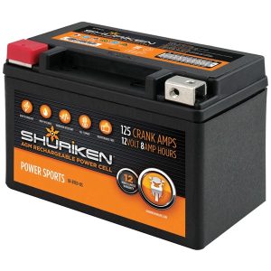 Shuriken SK-BTX9-BS 125 Crank Amps 8Ah AGM Powersports 12-Volt Battery