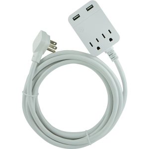 GE 32089 USB Extension Cord with Surge Protection