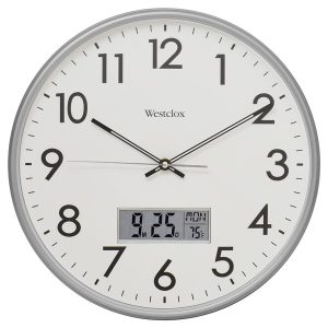 Westclox 33172 14-Inch Wall Clock with Digital Date and Temperature