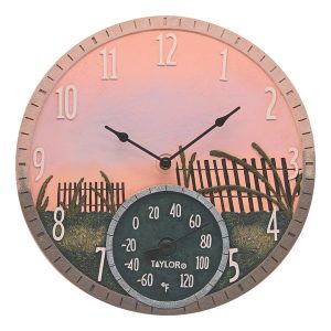 Taylor Precision Products 92688T 14-Inch Sea Oats Clock with Thermometer