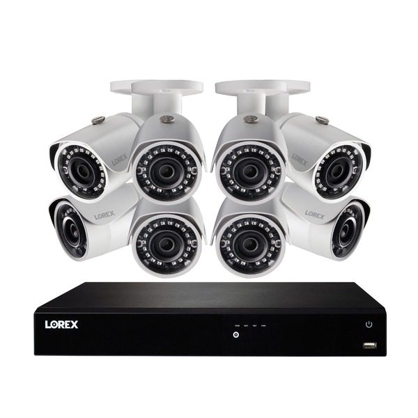 Lorex NK163-85CB 4K Ultra HD 16-Channel Security System with 3 TB NVR and Eight Super HD Bullet Security Cameras with Color Night Vision and Smart Home Control