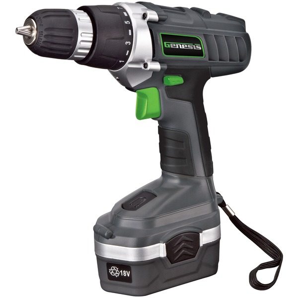 Genesis GCD18BK 18-Volt Cordless Li-Ion Variable Speed & Reversing Drill/Driver Kit