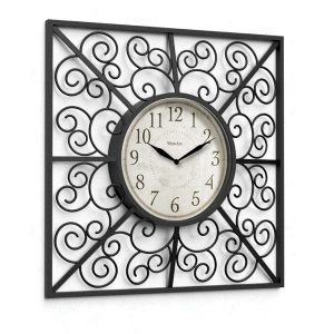 Westclox 33163 20-Inch Decorative Square Wall Clock with Swirls