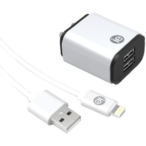 iEssentials IEN-ACL-22A 2.4-Amp Dual USB Wall Charge with Lightning to USB-A Cable