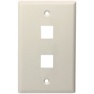 DataComm Electronics 20-3002-LA 2-Port Standard Size Keystone Wall Plate (Lite Almond)