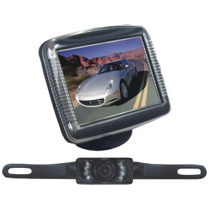Pyle PLCM36 3.5" Slim TFT LCD Universal Mount Monitor System with License Plate Mount & Backup Camera