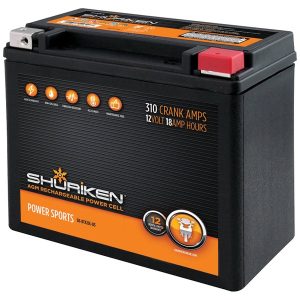 Shuriken SK-BTX20L-BS 310 Crank Amps 18Ah AGM Powersports 12-Volt Battery