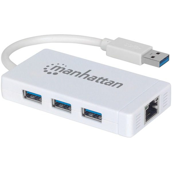 Manhattan 507578 3-Port USB 3.0 Hub with Gigabit Ethernet Adapter