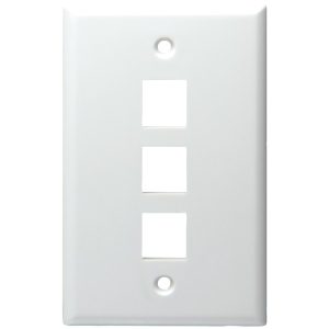 DataComm Electronics 20-3003-WH Multi-Port Standard-Size White Keystone Wall Plates (3 Ports)