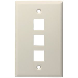 DataComm Electronics 20-3003-LA 3-Port Standard Size Keystone Wall Plate (Lite Almond)