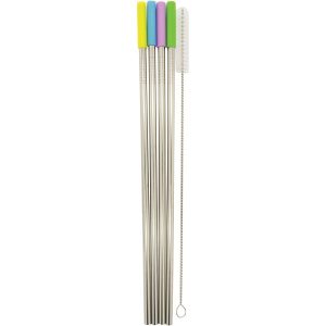 Starfrit 092848-006-0000 Stainless Steel Reusable Straws with Silicone Tips