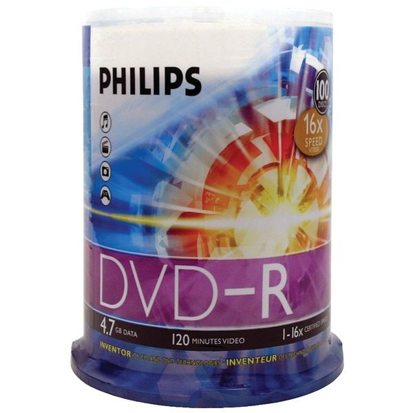 Philips DM4S6B00F/17 4.7GB 16x DVD-Rs (100-ct Cake Box Spindle)