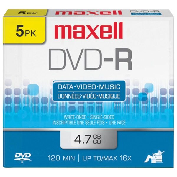 Maxell 638002 4.7GB 120-Minute DVD-Rs (5 pk)