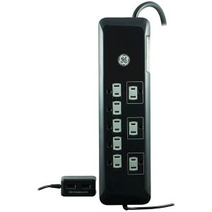 GE 34117 8-Outlet Surge Protector with USB Tether