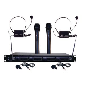Pyle Pro PDWM4300 4-Channel VHF Wireless Rack-Mount Microphone System