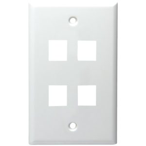 DataComm Electronics 20-3004-WH Multi-Port Standard-Size White Keystone Wall Plates (4 Ports)