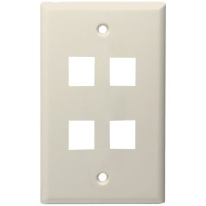 DataComm Electronics 20-3004-LA 4-Port Standard Size Keystone Wall Plate (Lite Almond)