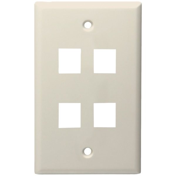 DataComm Electronics 20-3004-LA 4-Port Standard Size Keystone Wall Plate (Lite Almond)