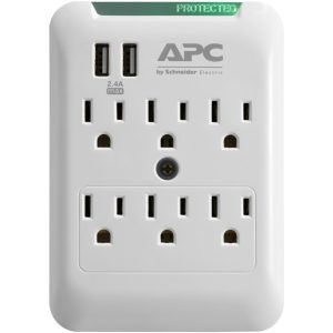 APC PE6WU2 Essential SurgeArrest 6-Outlet Wall Tap with 2 USB Charging Ports