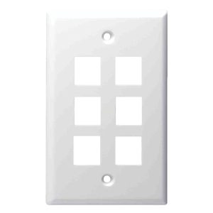 DataComm Electronics 20-3006-WH Multi-Port Standard-Size White Keystone Wall Plates (6 Ports)