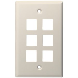 DataComm Electronics 20-3006-LA 6-Port Standard Size Keystone Wall Plate (Lite Almond)