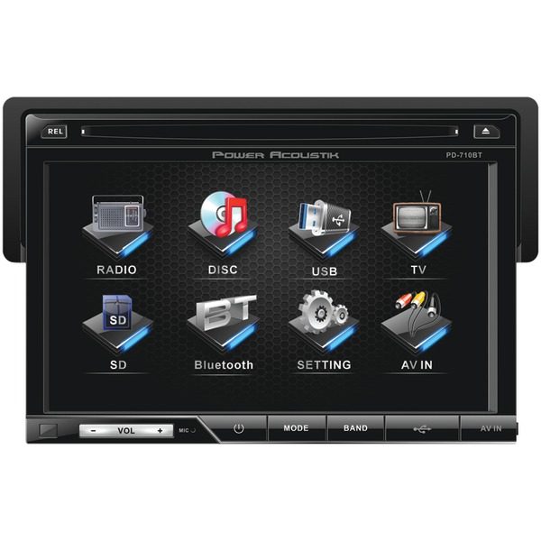 Power Acoustik PD-710B 7" Single-DIN In-Dash LCD Touchscreen DVD Receiver with Detachable Face (With Bluetooth)