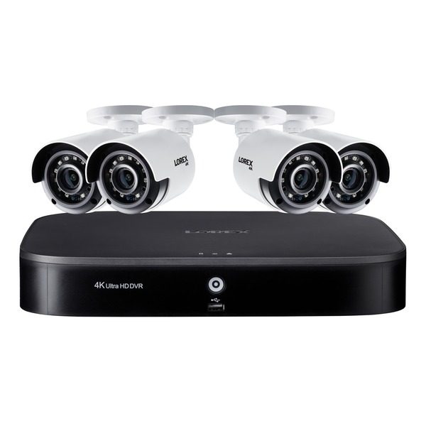 Lorex DK182-48CAE 4K Ultra HD 8-Channel Security System with 2 TB DVR and Four 4K Ultra HD Color Night Vision Bullet Cameras with Smart Home Voice Control