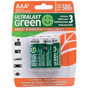 Ultralast ULGHP8AAA Green High-Power Rechargeables AAA NiMH Rechargeable Batteries (8 pk)