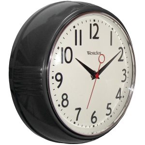 Westclox 32042BK 9.5" 1950's Retro Black Case Convex Glass Clock