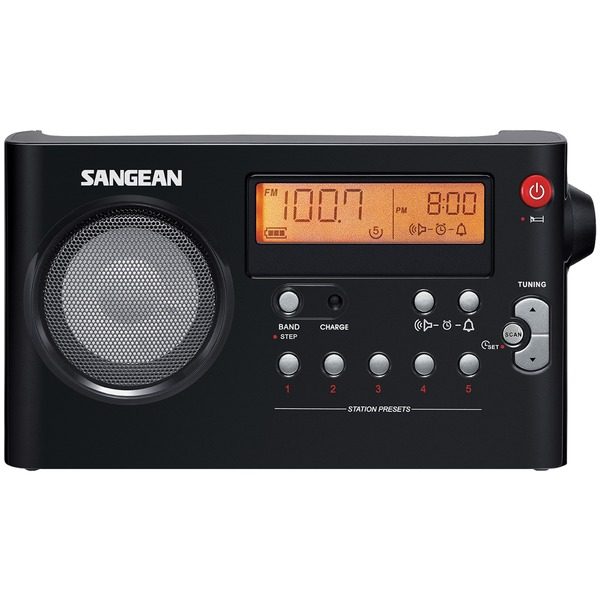 Sangean PR-D7BK AM/FM Digital Rechargeable Compact Portable Clock Radio