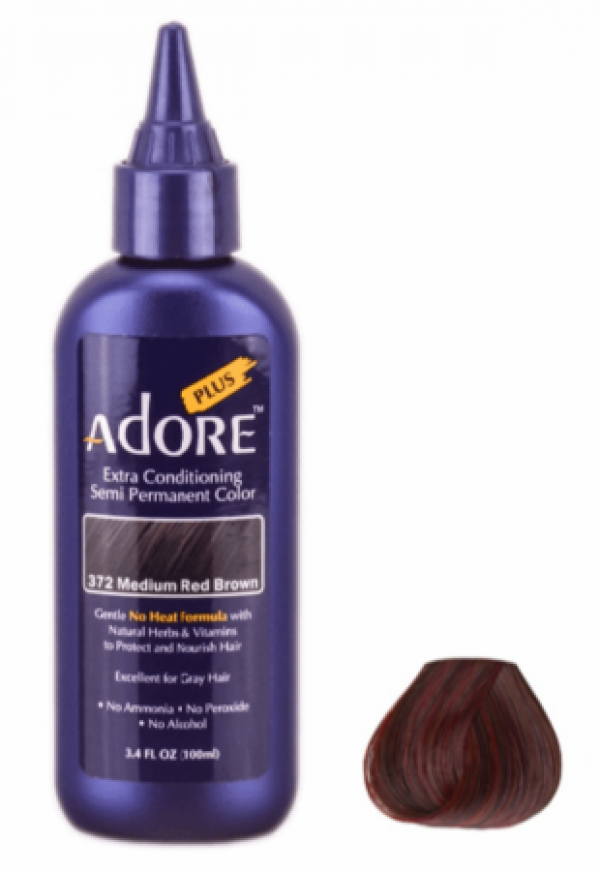 Adore Plus Semi Permanent Hair Color 372 Medium Red Brown 3.4 oz