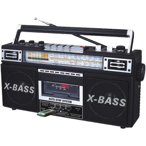 QFX J-22U Retro X AM/FM/SW1 and SW2 Radio with Cassette Player and MP3 Conversion