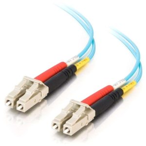 C2G 15m LC-LC 10Gb 50/125 OM3 Duplex Multimode PVC Fiber Optic Cable (USA-Made) - Aqua - Fiber Optic for Network Device - LC Male - LC Male - 10Gb - 50/125 - Duplex Multimode - OM3 - 10GBase-SR