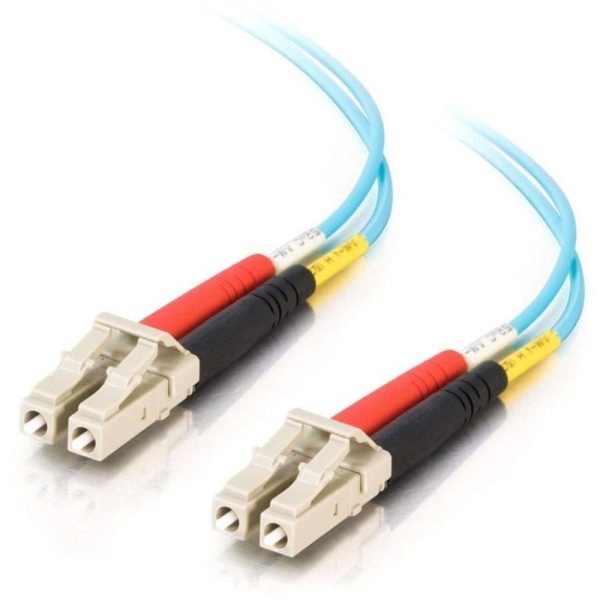 C2G 15m LC-LC 10Gb 50/125 OM3 Duplex Multimode PVC Fiber Optic Cable (USA-Made) - Aqua - Fiber Optic for Network Device - LC Male - LC Male - 10Gb - 50/125 - Duplex Multimode - OM3 - 10GBase-SR