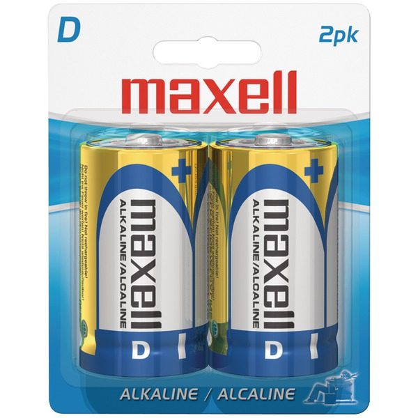 Maxell 723020 - LR202BP Alkaline Batteries (D; 2 pk; Carded)