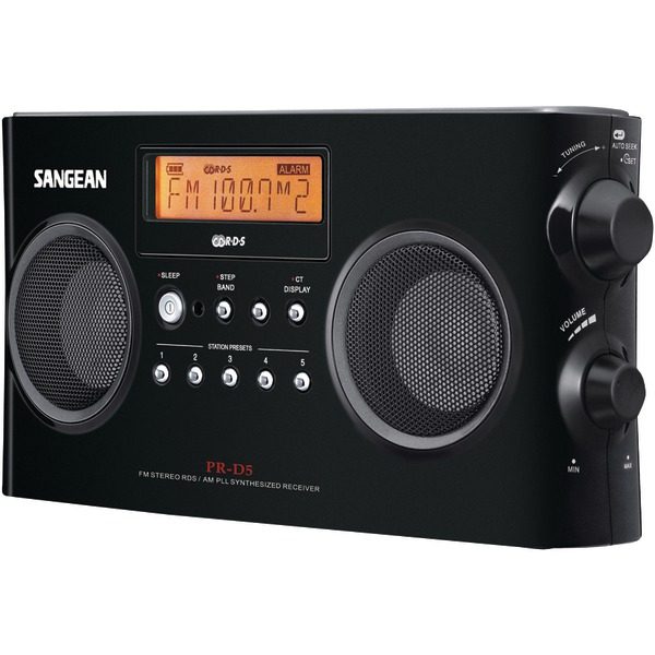 Sangean PR-D5-BK Digital Portable Stereo Receiver with AM/FM Radio (Black)