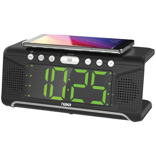 Naxa NRC-190 Dual Alarm Clock with Qi Wireless Charging (1.8" Jumbo Display)