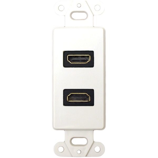 DataComm Electronics 20-4502-WH Decor Wall Plate Insert with Dual 90deg HDMI Connectors