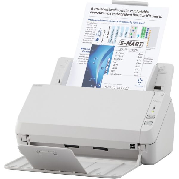 Fujitsu SP-1130 Sheetfed Scanner - 600 dpi Optical - 24-bit Color - 8-bit Grayscale - 30 ppm (Mono) - 30 ppm (Color) - Duplex Scanning - USB