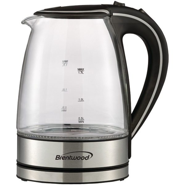 Brentwood Appliances KT-1900BK 1.7-Liter Cordless Tempered-Glass Electric Kettle (Black)