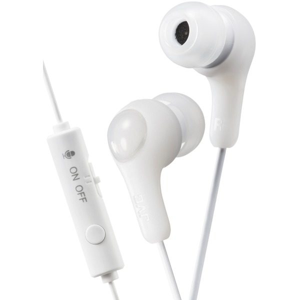 JVC HAFX7GW Gumy Gamer Earbuds with Microphone (White)