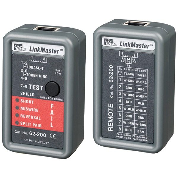 IDEAL 62-200 LinkMaster RJ45 CAT5E/6 Ethernet Wiremapper Tester