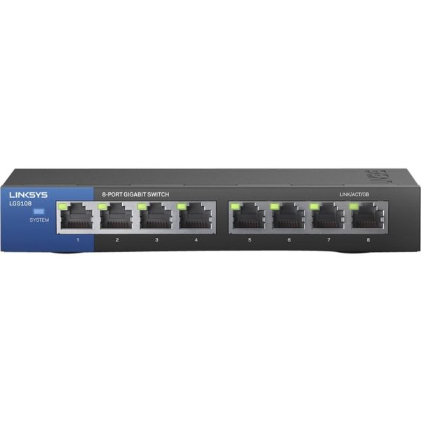 Linksys 8 Port Desktop Gigabit Switch - 8 Ports - 2 Layer Supported - Twisted Pair - Desktop