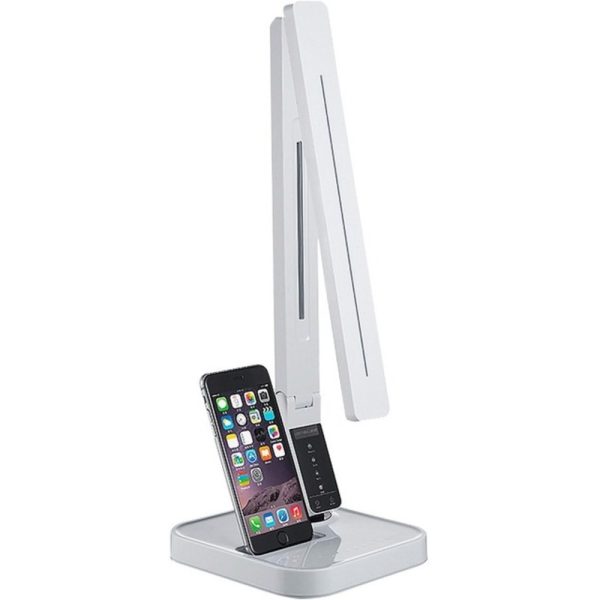 Lorell LLR99771 LED Desk Lamp with iPhone Charger - White