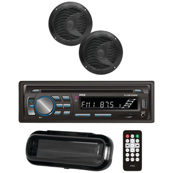 Pyle PLCDBT75MRB Marine Single-DIN In-Dash CD AM/FM Receiver with Two 6.5" Speakers