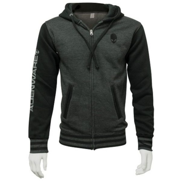 Mobile Edge AWSHTT1L Alienware Varsity Zip Hoodie - Gunmetal-Charcoal - Size L